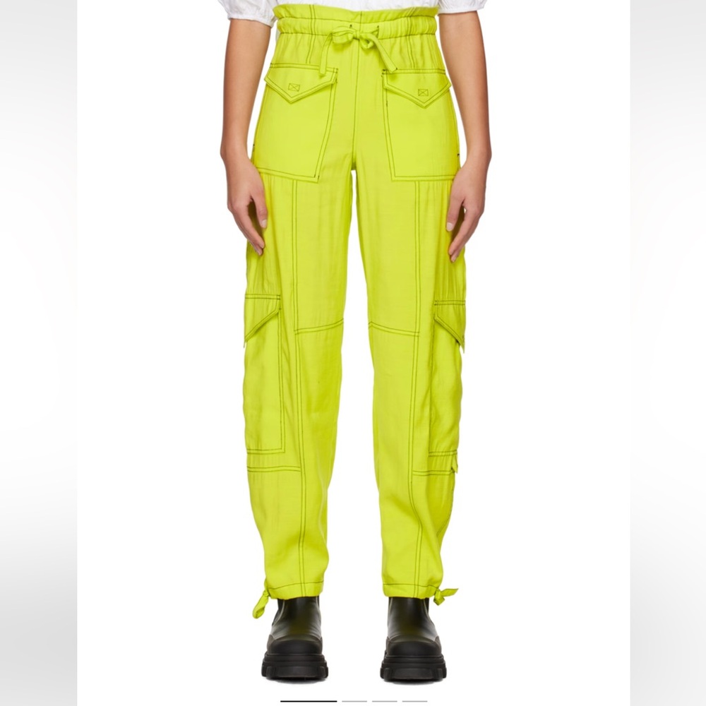 GANNI LIGHT SLUB CARGO TROUSERS